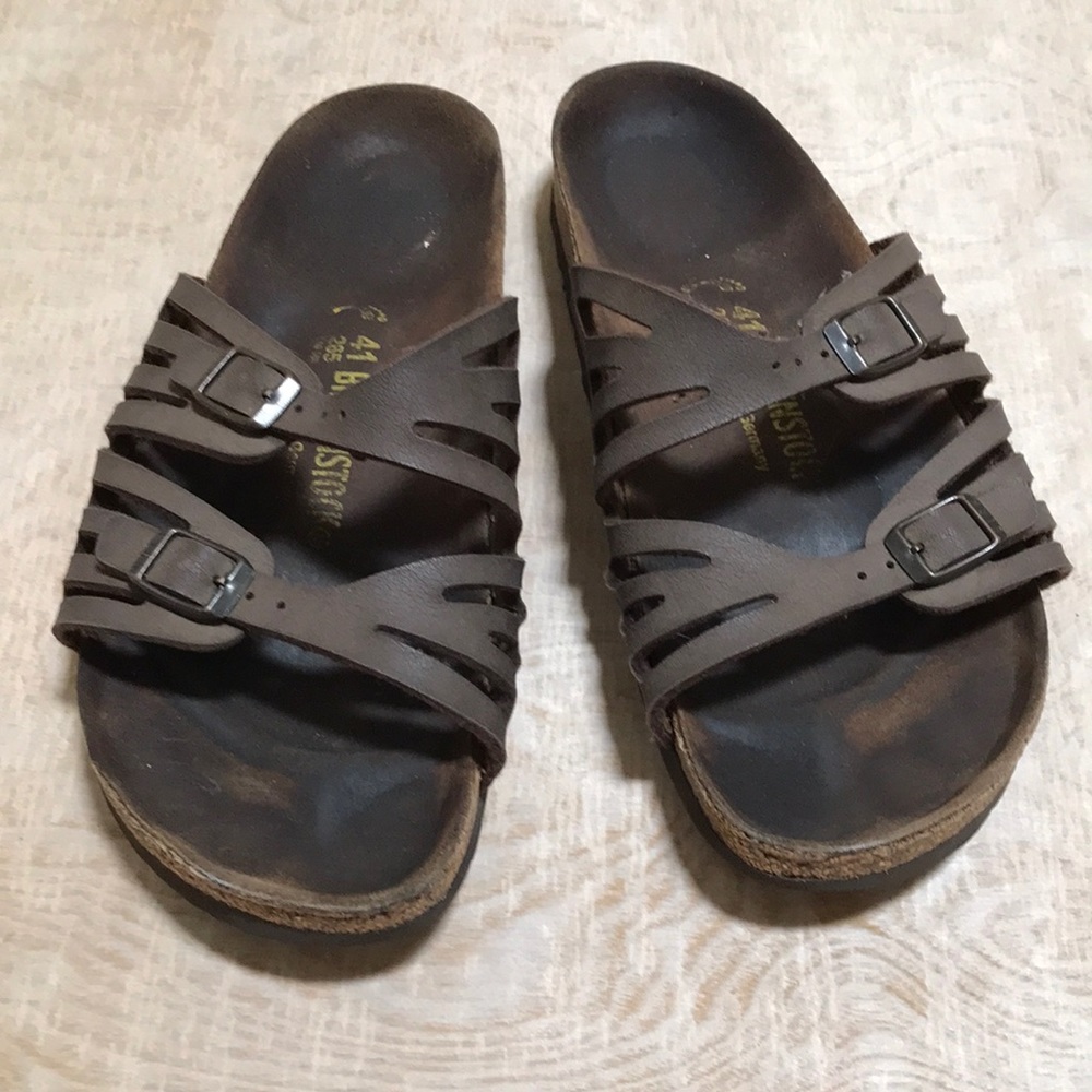 Birkenstock Granada Brown Leather Sandals EU 41 US 10 Comfort Footbed